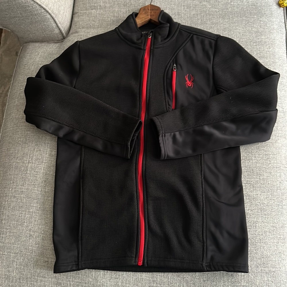Boy’s Spyder Baselayer Full Zip Black and Red Jacket